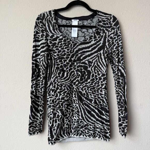 Wolford Abstract Animal Print Stretch Jacquard Top Size M - Picture 2 of 4